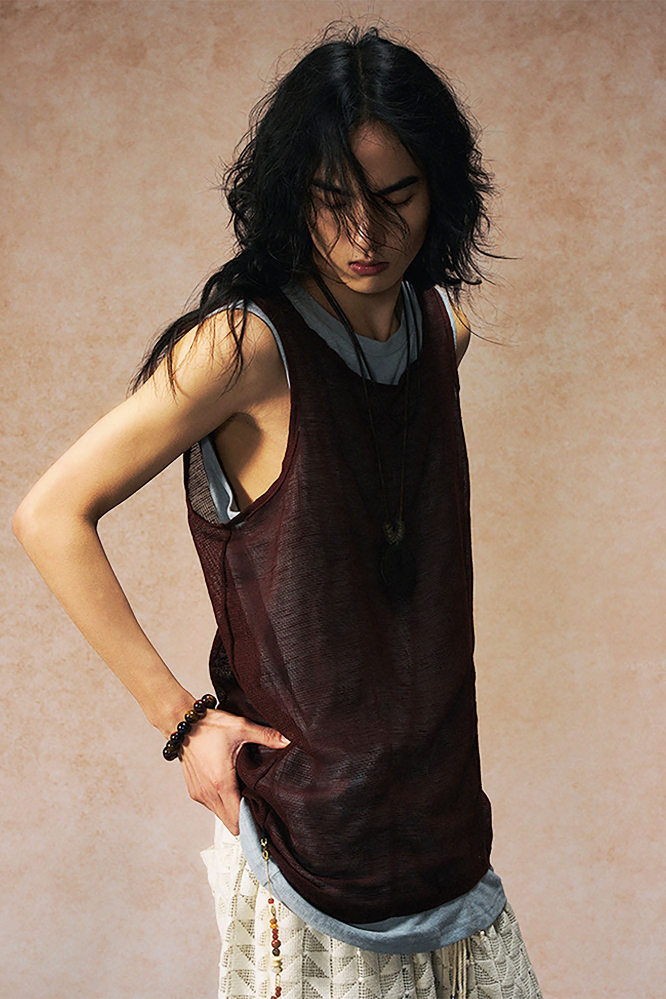 GONGHE REPUB Sheer Linen-Cotton Layered Vest