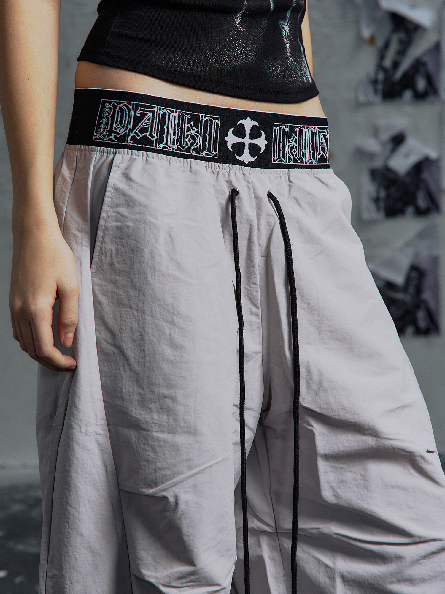 PAIKI Double-Waist Parachute Curved Pants