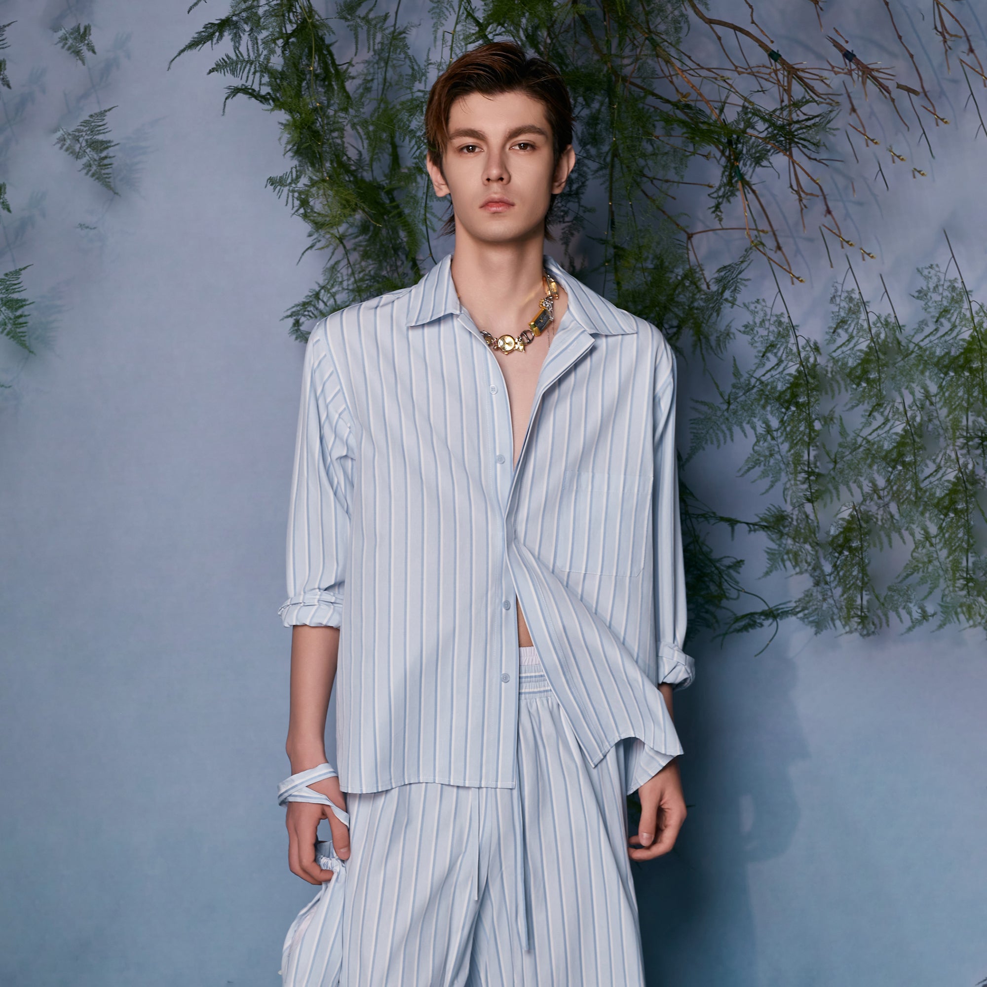 JIECHI Button-Up Striped Shirt, premium urban and streetwear designers apparel on PROJECTISR.com, JIECHI