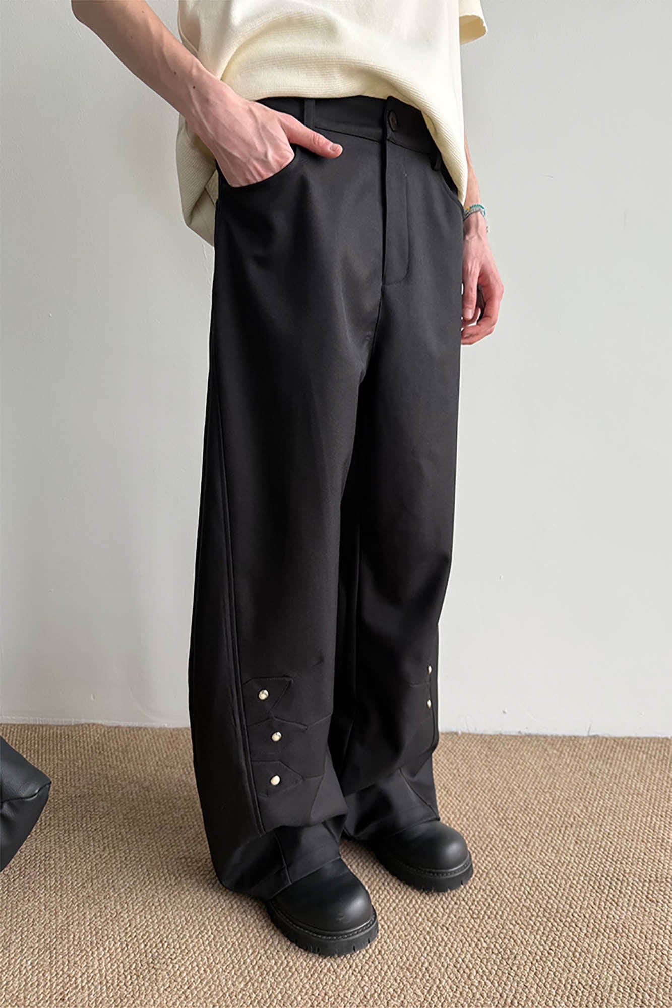 KREATE Petal Buttoned Wide-Leg Trousers, premium urban and streetwear designers apparel on PROJECTISR.com, KREATE