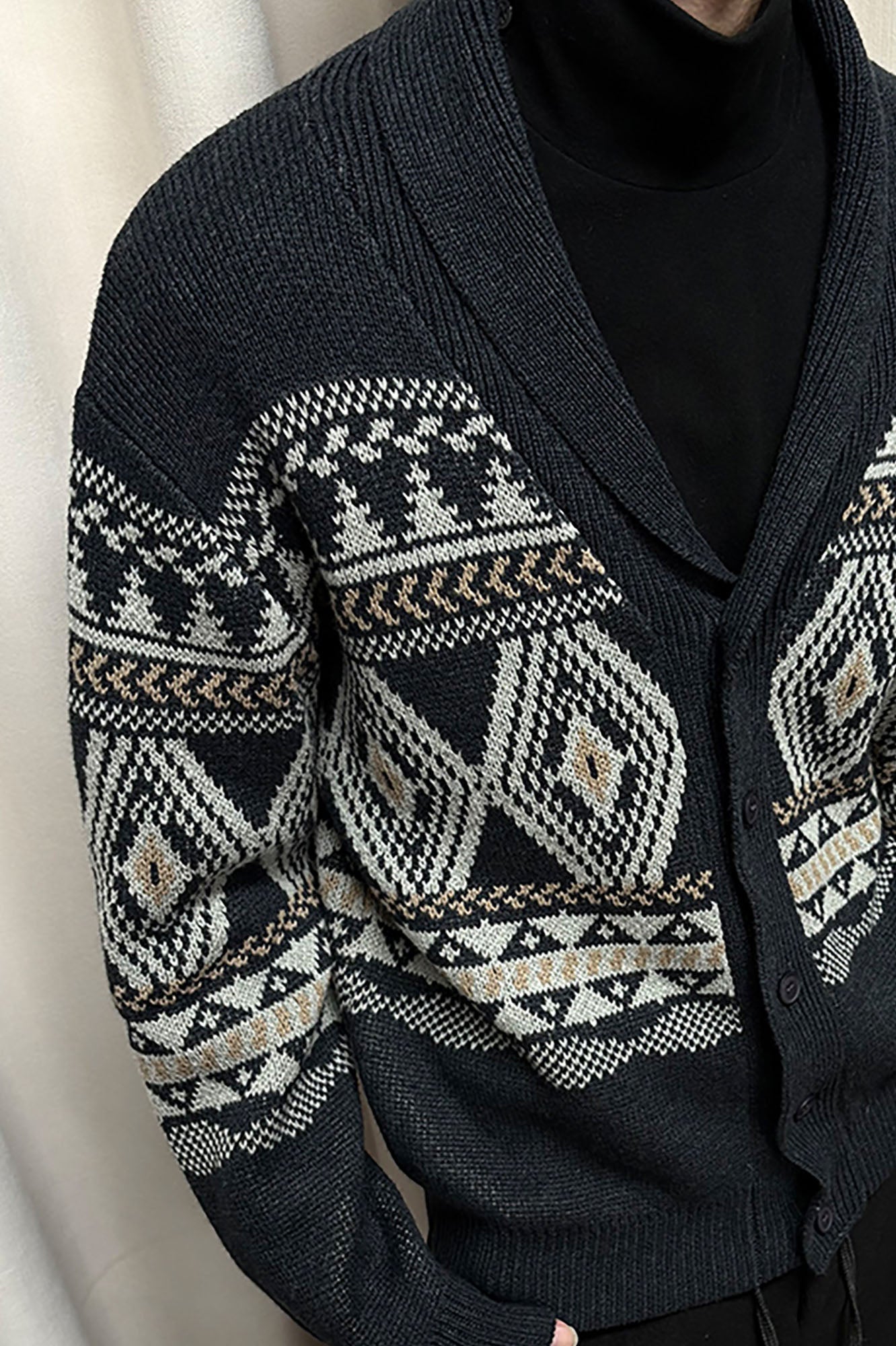 KREATE Fair Isle Shawl Collar Cardigan