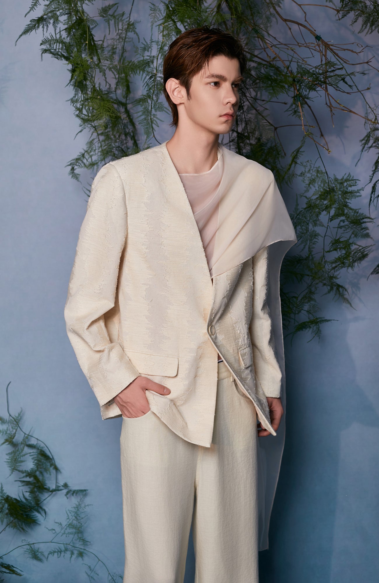 JIECHI Asymmetrical Overlay Draped Blazer, premium urban and streetwear designers apparel on PROJECTISR.com, JIECHI