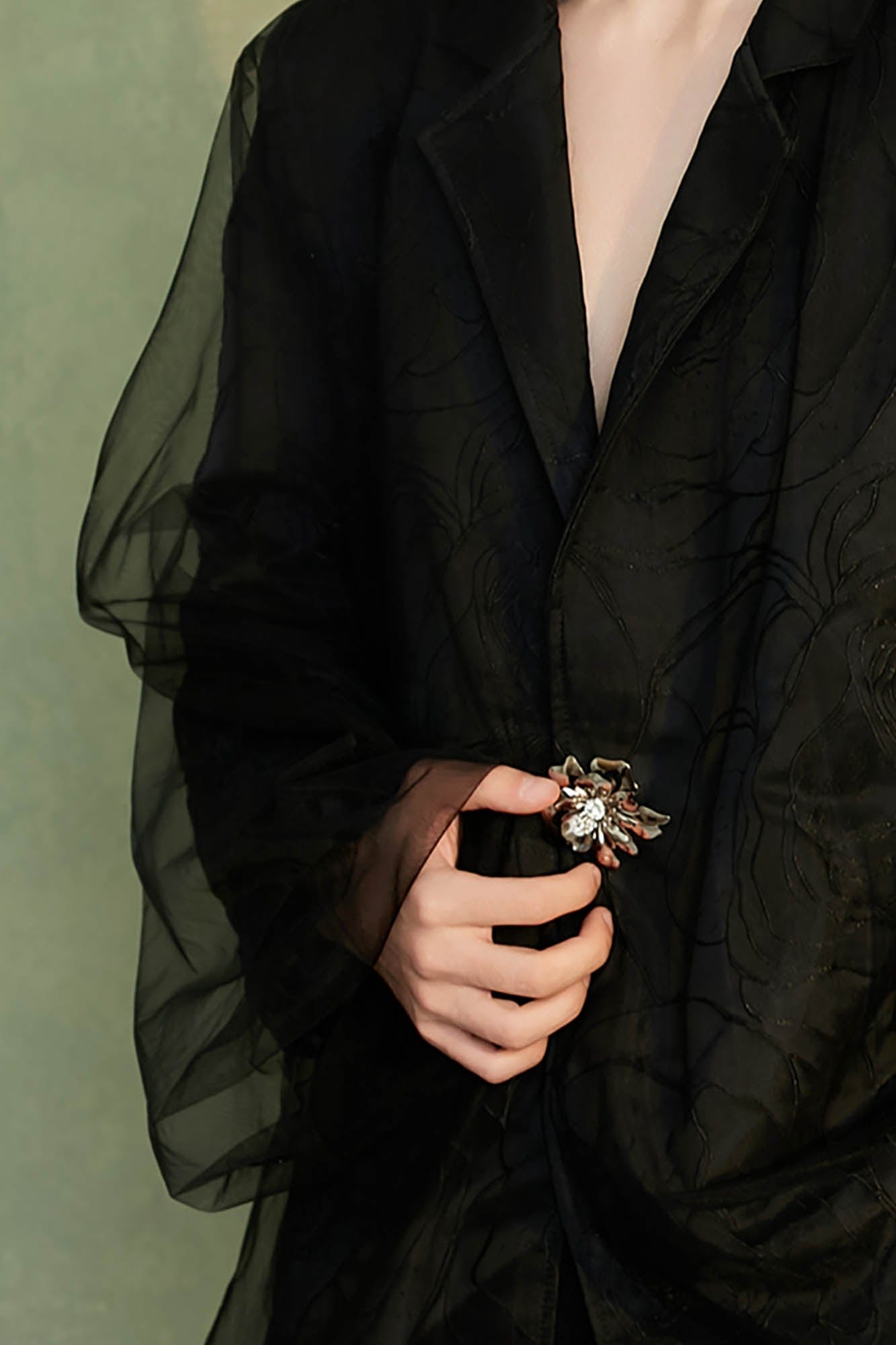 JIECHI Layered Floral Embossed Blazer, premium urban and streetwear designers apparel on PROJECTISR.com, JIECHI