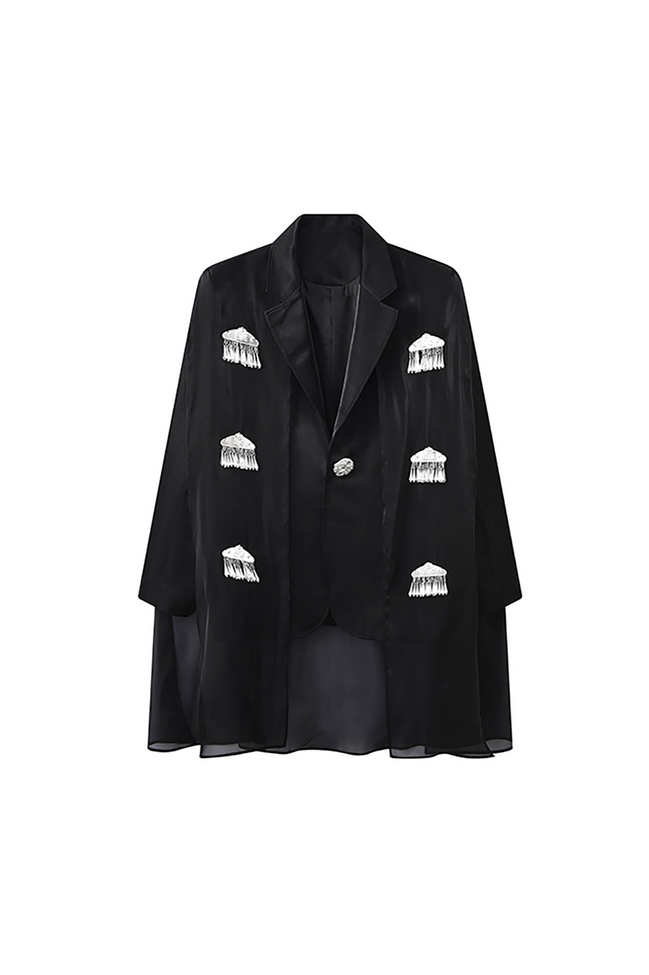 JIECHI Sheer Tassel Layered Tribal Blazer, premium urban and streetwear designers apparel on PROJECTISR.com, JIECHI