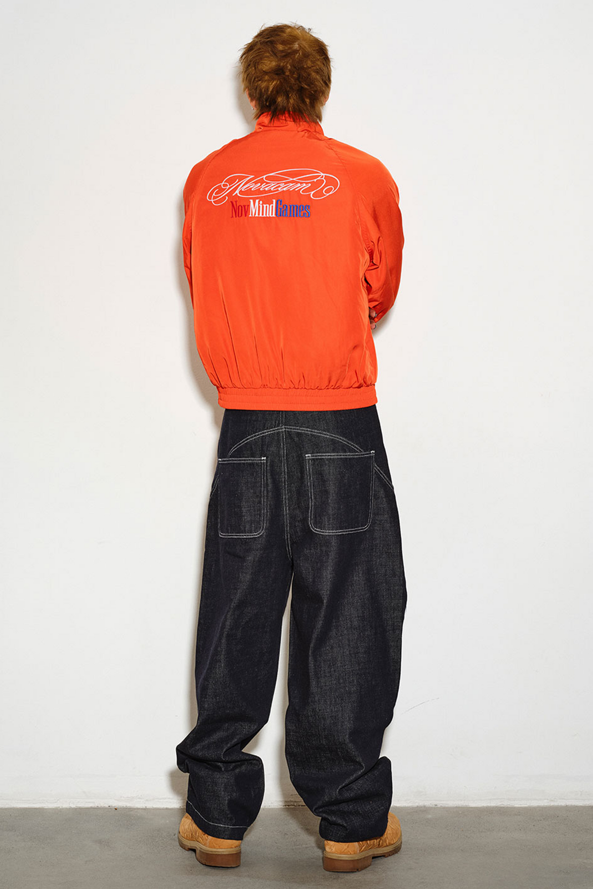 NOVACAM Retro Embroidered Logo Curved Raw Selvedge Jeans