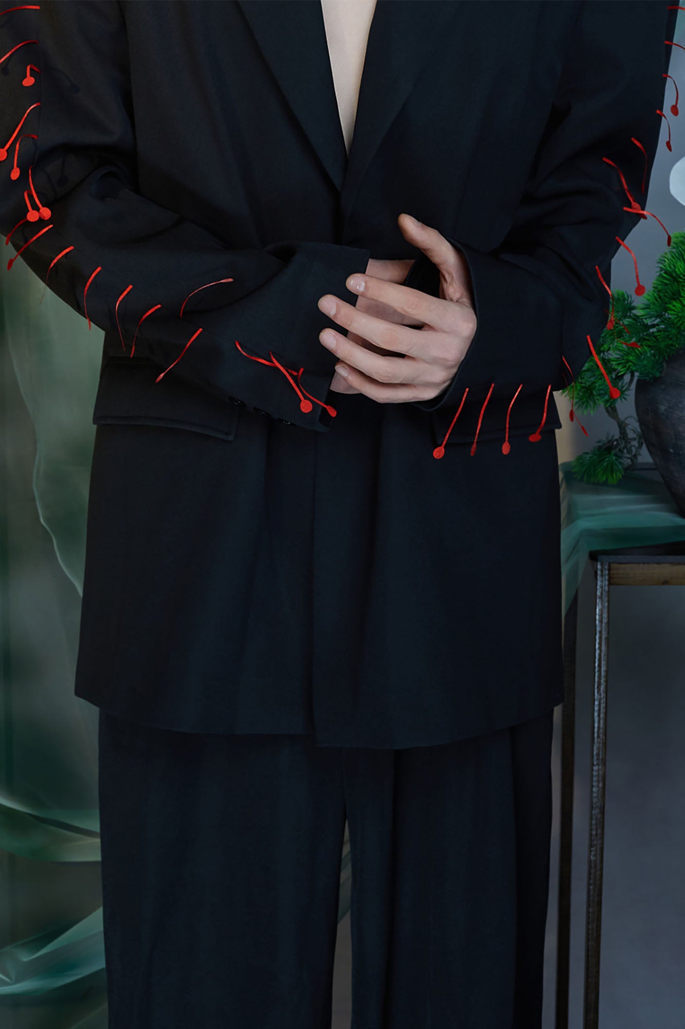 JIECHI Spiked Embellished Oversized Blazer, premium urban and streetwear designers apparel on PROJECTISR.com, JIECHI