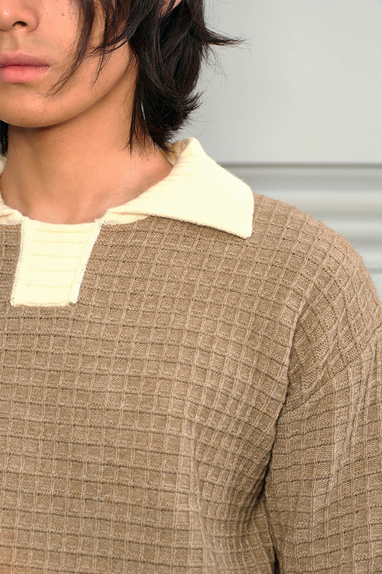 KREATE Waffle Knit Polo Sweater, premium urban and streetwear designers apparel on PROJECTISR.com, KREATE