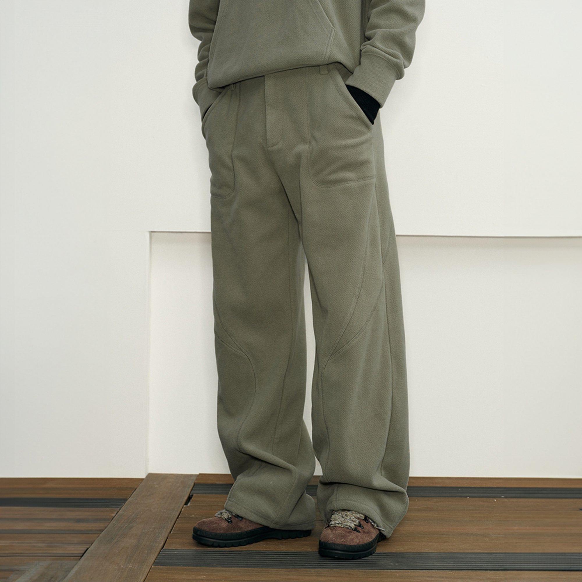 KREATE Curved Seam Thermal Wide-Leg Pants, premium urban and streetwear designers apparel on PROJECTISR.com, KREATE