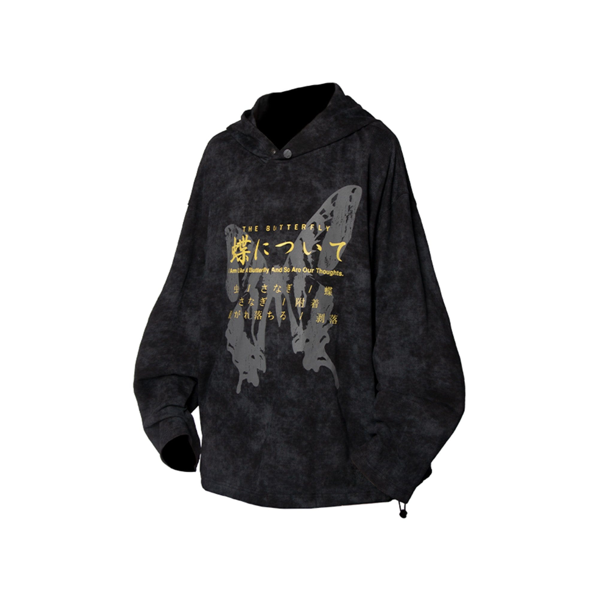 RELABEL Butterfly Buttoned Faded Hoodie, premium urban and streetwear designers apparel on PROJECTISR.com, RELABEL