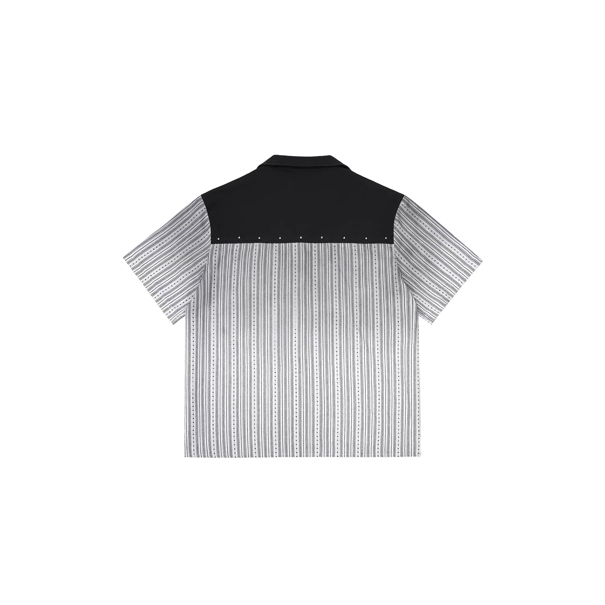 ESAIAS Studded Washed Dotted Stripe Half Shirt
