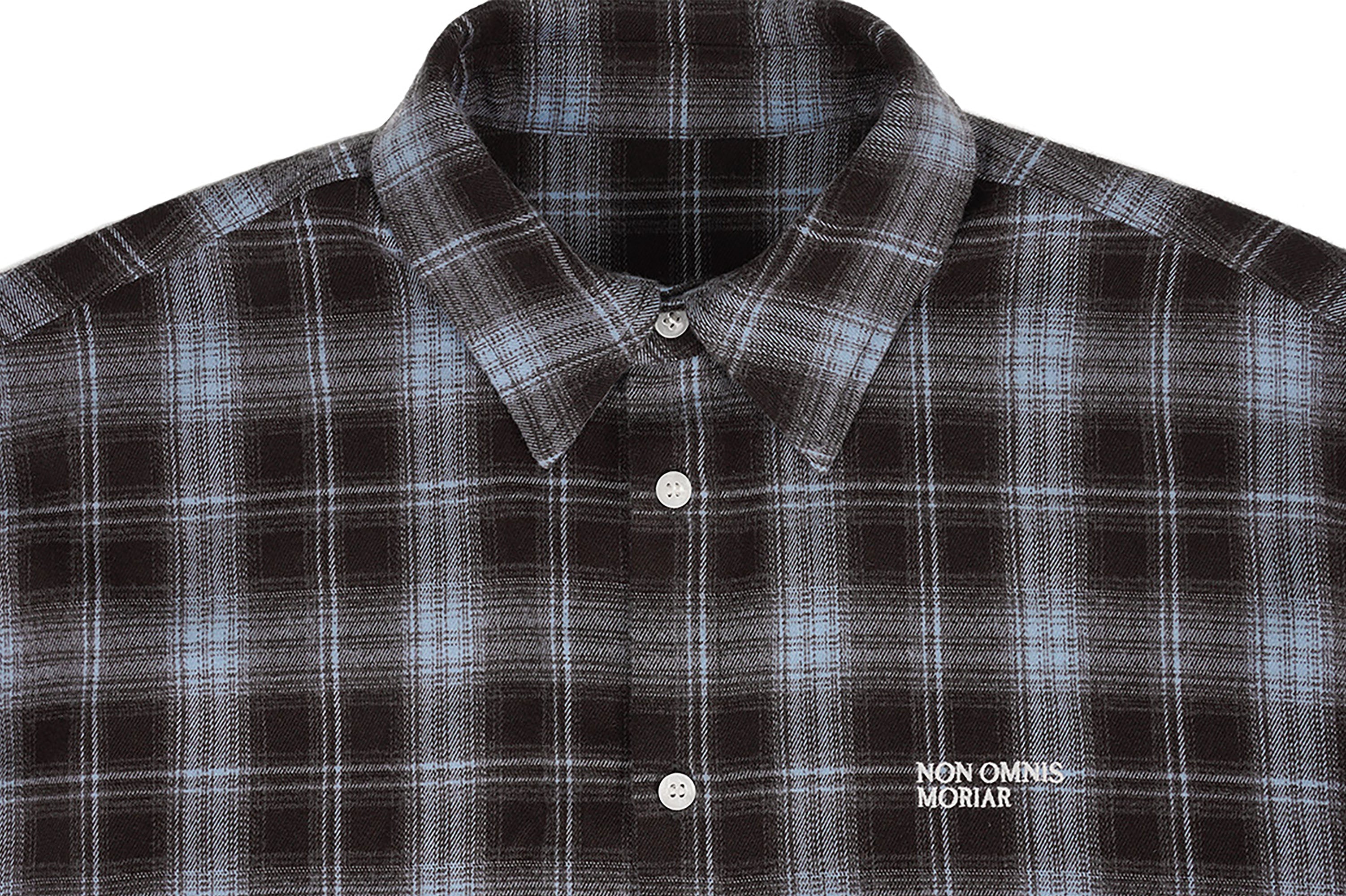 UNDERWATER Plaid Raw Edge Shirt Blue