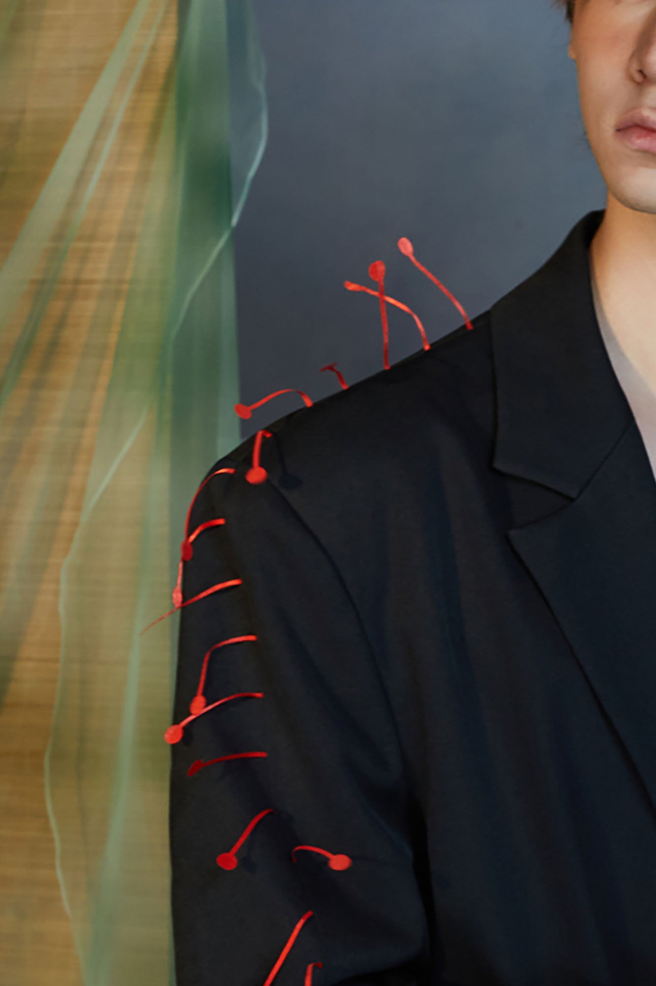 JIECHI Spiked Embellished Oversized Blazer, premium urban and streetwear designers apparel on PROJECTISR.com, JIECHI