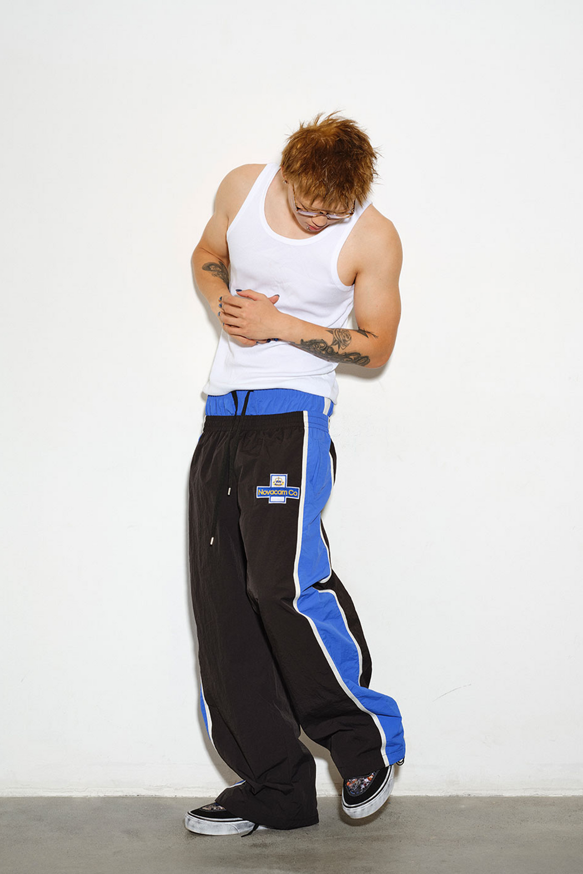 NOVACAM Retro Contrast Double-Waist Nylon Cargo Pants
