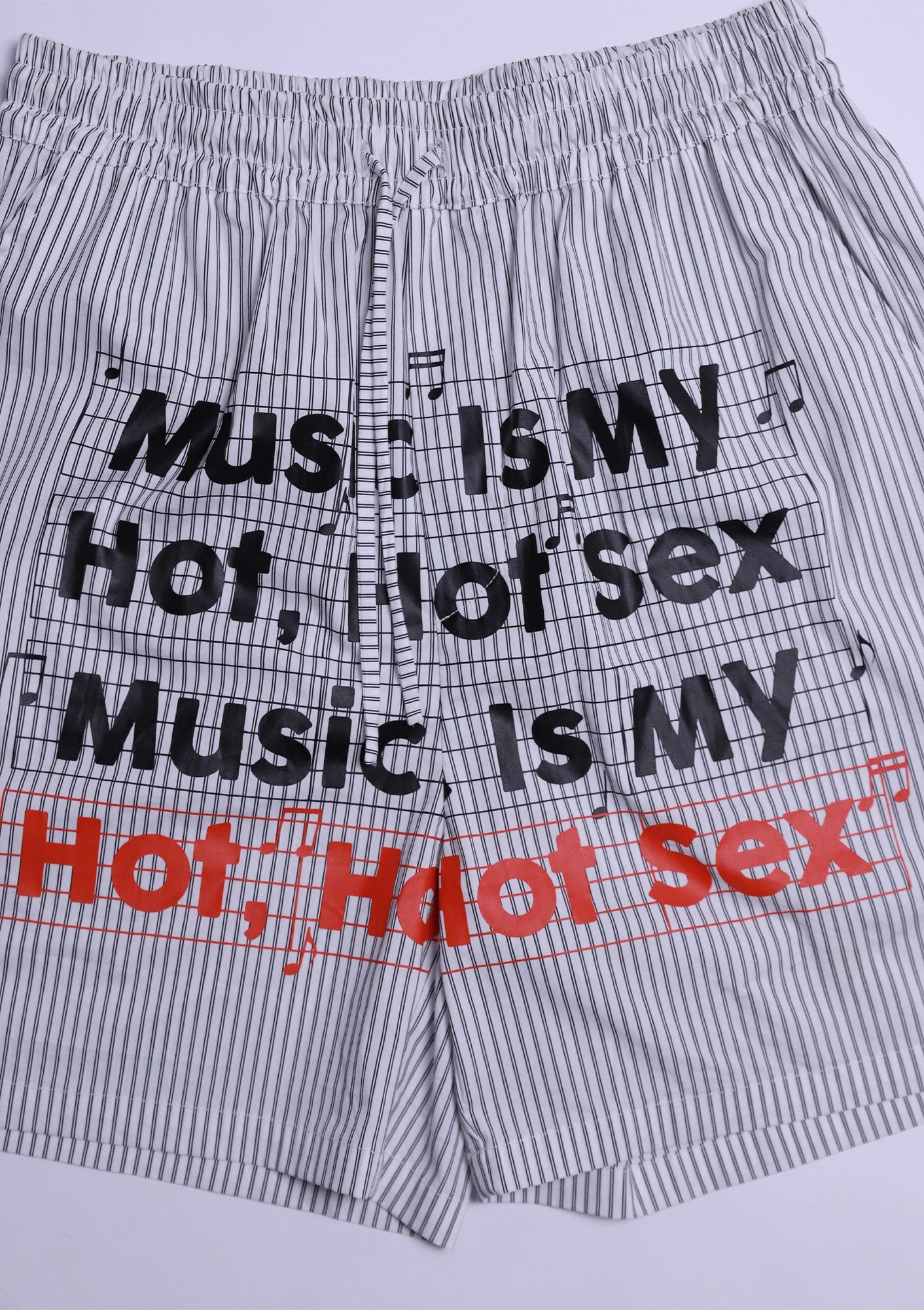 KADAKADA Stripe Slogan Graphic Lounge Shorts, premium urban and streetwear designers apparel on PROJECTISR.com, KADAKADA