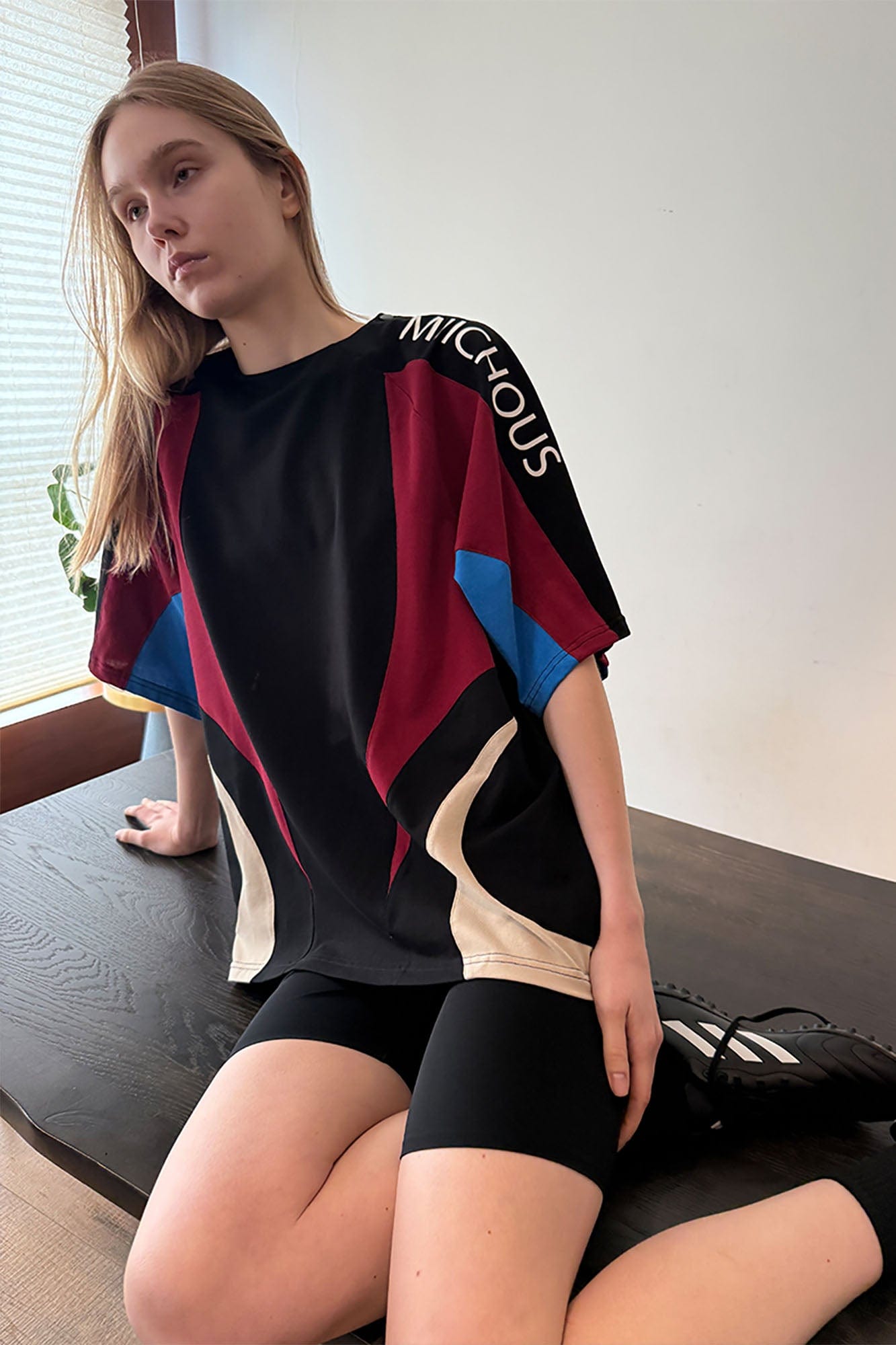 MIICHOUS Racing Contrast Panel Spliced Oversized T-Shirt