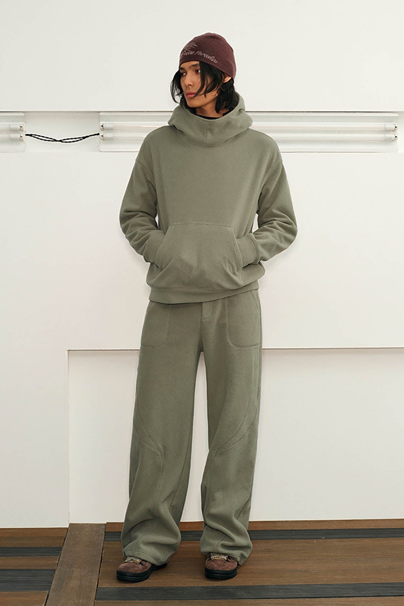 KREATE Curved Seam Thermal Wide-Leg Pants, premium urban and streetwear designers apparel on PROJECTISR.com, KREATE