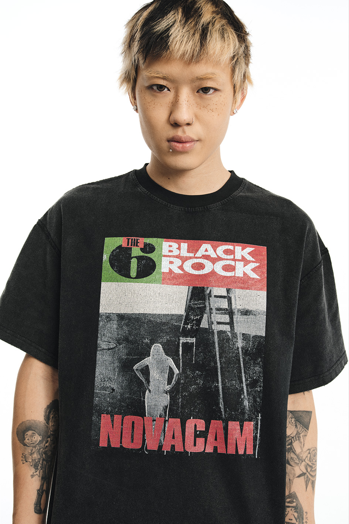 NOVACAM Washed Rock Graphic Reverse-Seam T-Shirt
