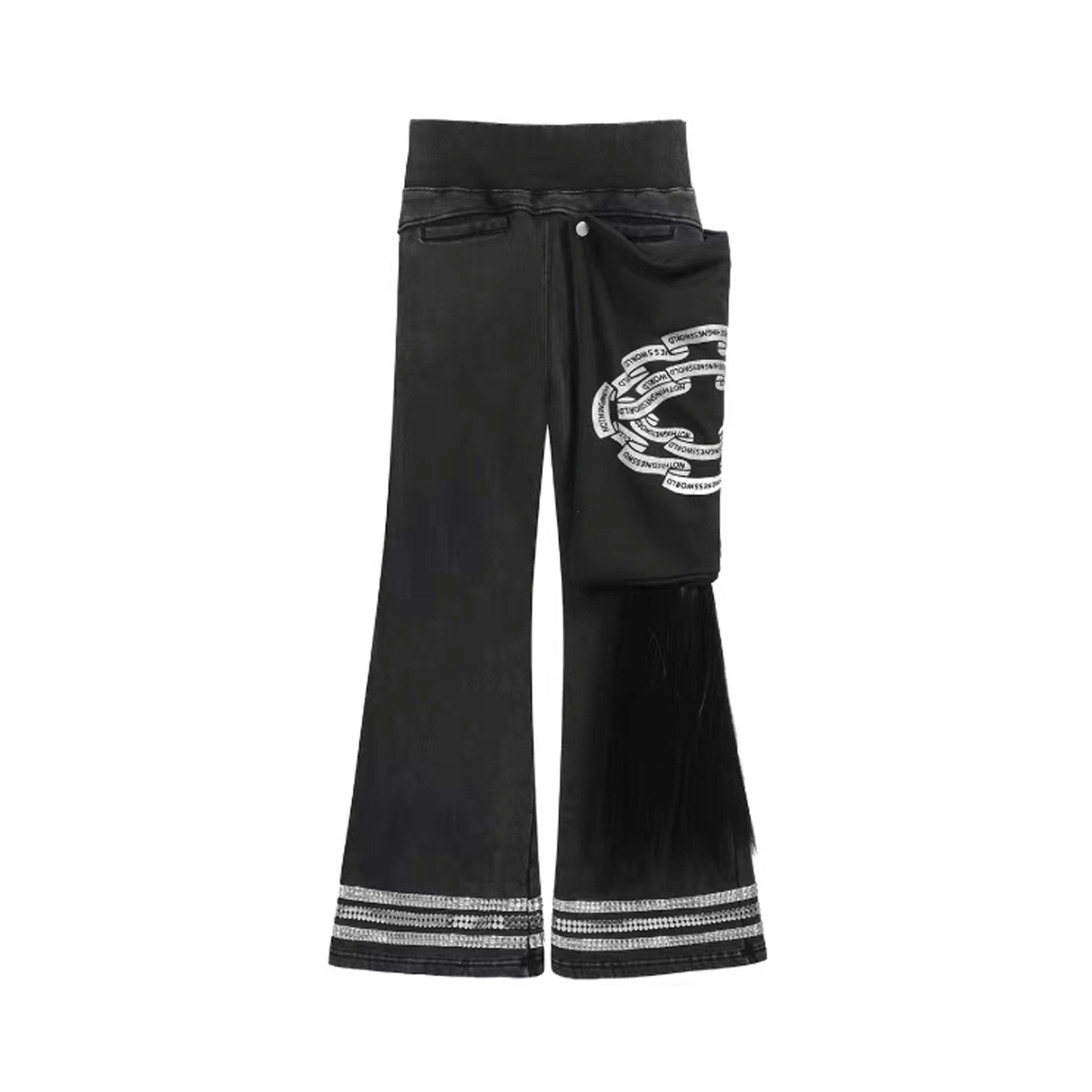 NOTHINGNESS WORLD Washed Pocket-Panel Flare Sweatpants, premium urban and streetwear designers apparel on PROJECTISR.com, NOTHINGNESS WORLD