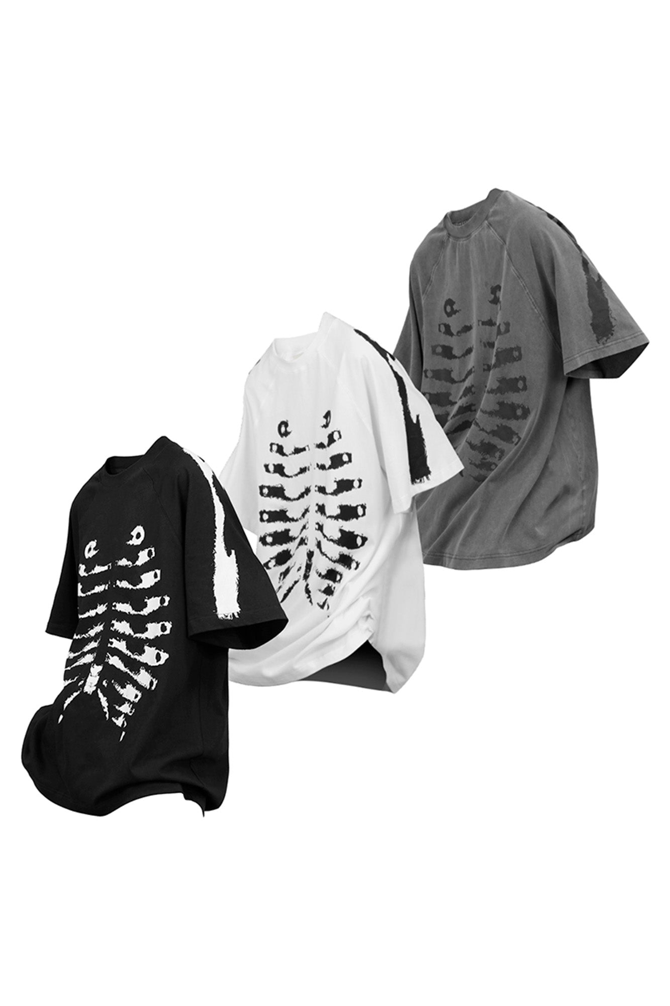RELABEL Distressed Skeleton Graphic Oversized T-Shirt, premium urban and streetwear designers apparel on PROJECTISR.com, RELABEL