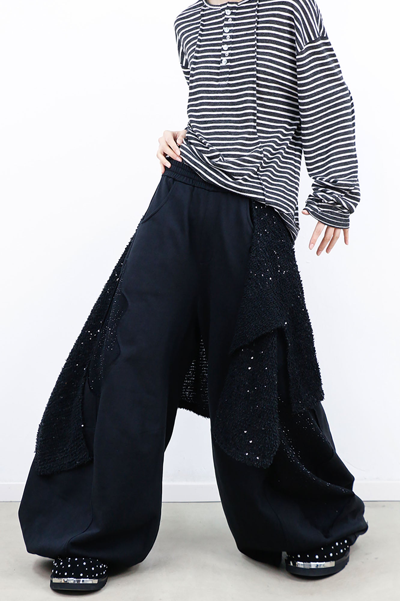 RELABEL Detachable Diamond Drape Oversized Sweatpants, premium urban and streetwear designers apparel on PROJECTISR.com, RELABEL