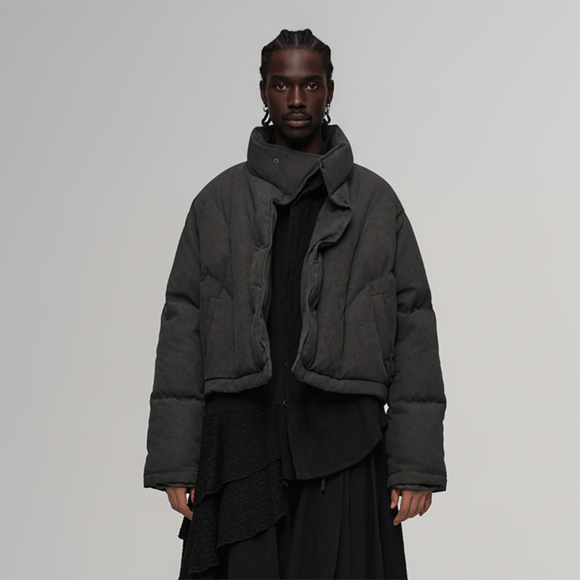 ILNya Nieternite Nifutur Asymmetrical Collar Cocoon Cropped Down Jacket