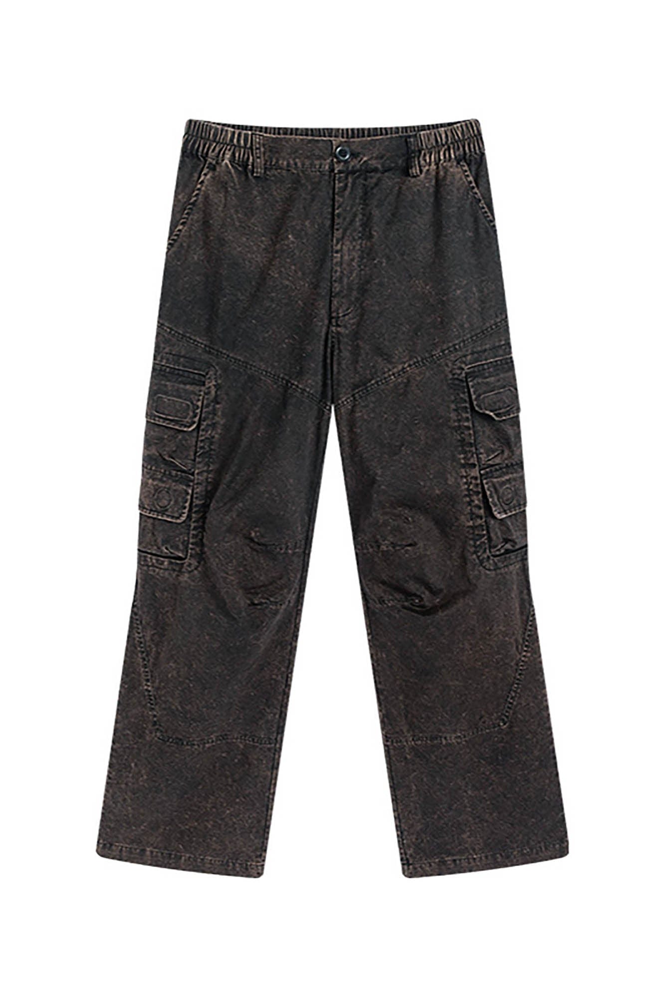 ENSHADOWER Distressed Multi-Pocket Crinkled Straight-Leg Jeans, premium urban and streetwear designers apparel on PROJECTISR.com, ENSHADOWER