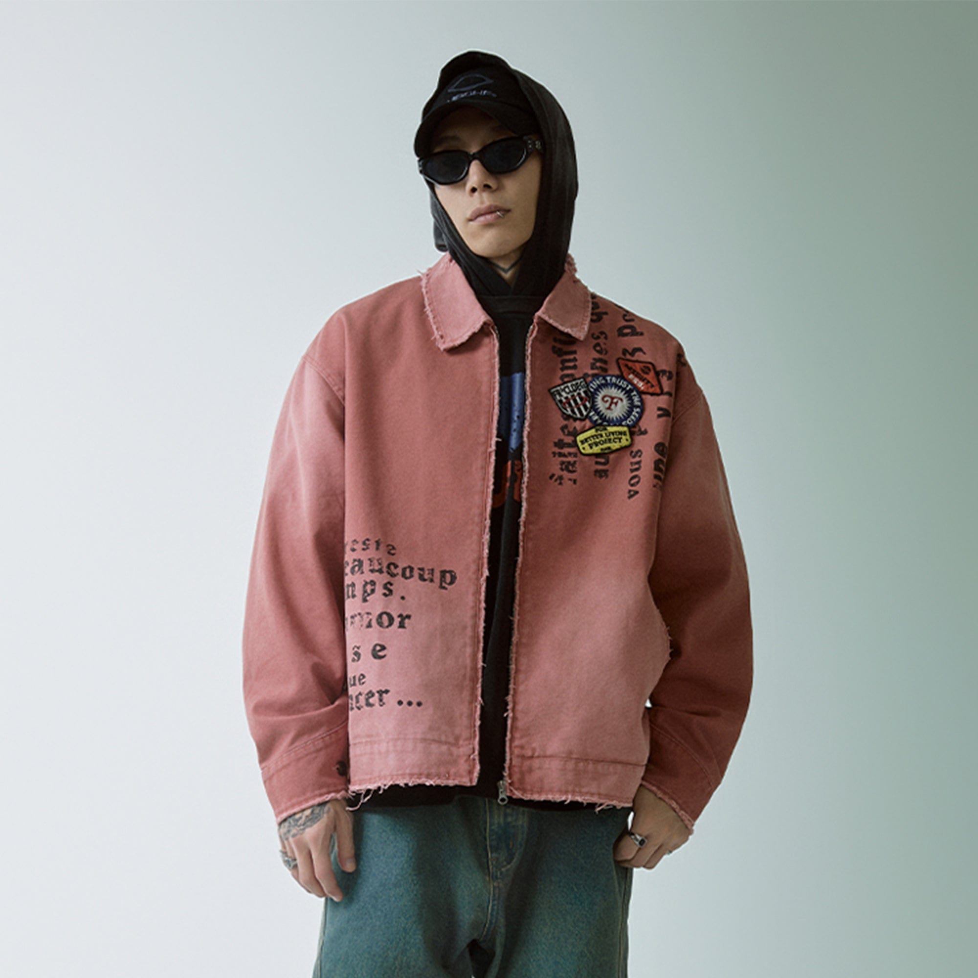 F2CE Distressed Badge Patchwork Jacket, premium urban and streetwear designers apparel on PROJECTISR.com, F2CE