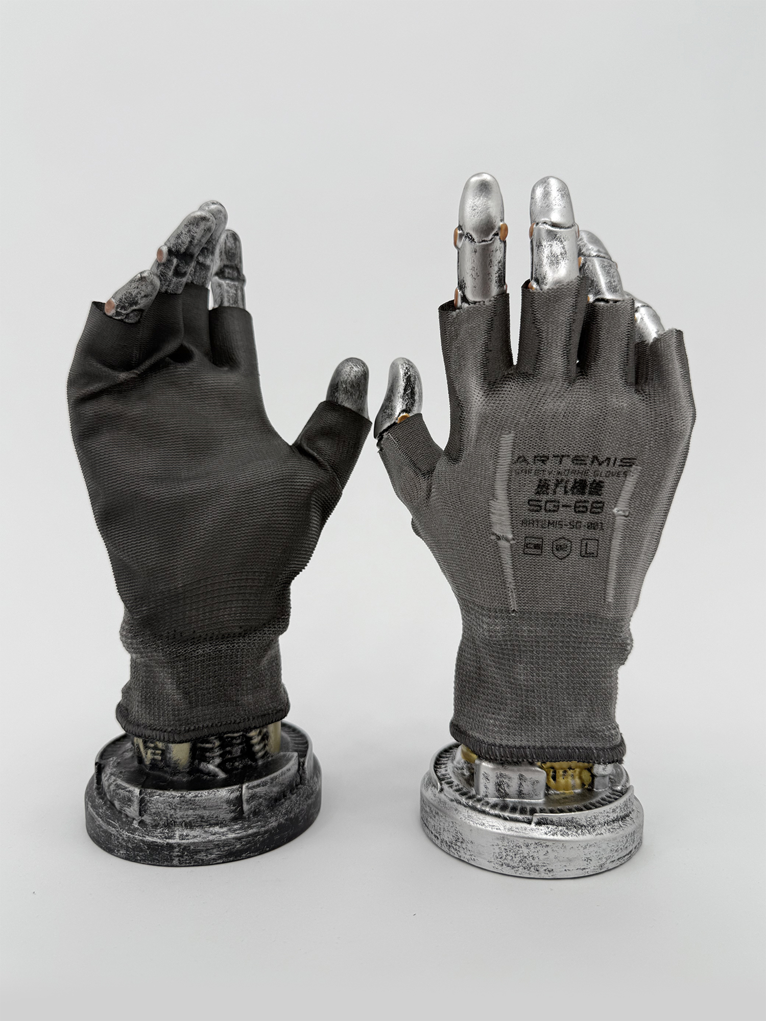 STEAM Distressed Paint-Coated Faux Leather Fingerless Riding Gloves