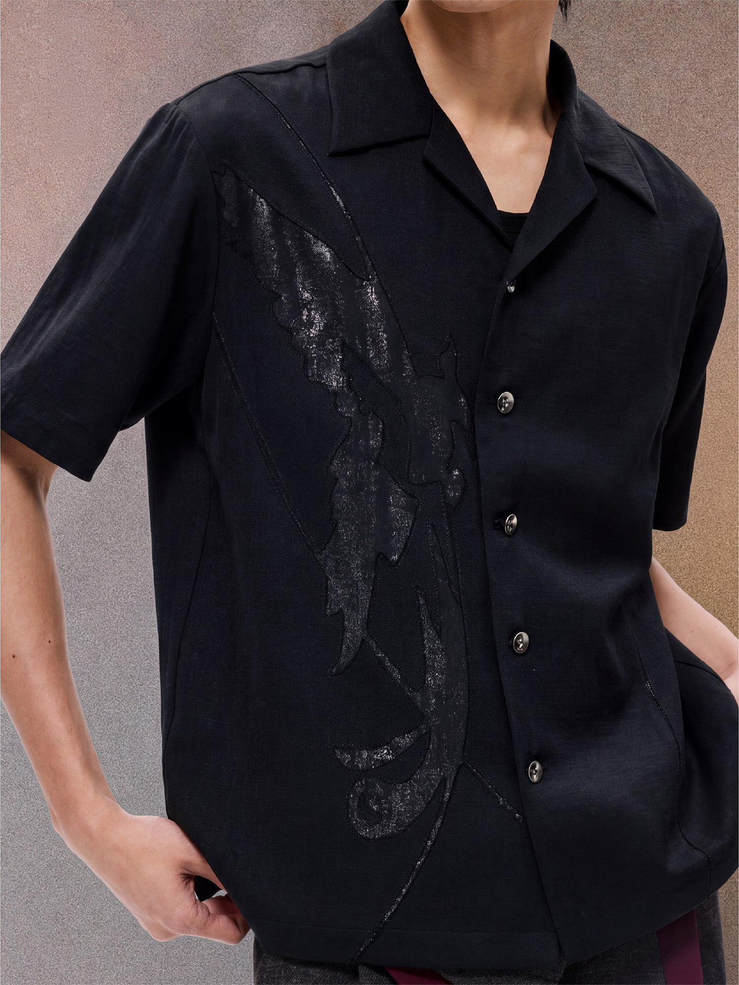 ALVNG AR ANTS Phoenix Mesh Paneled Linen-Blend Shirt