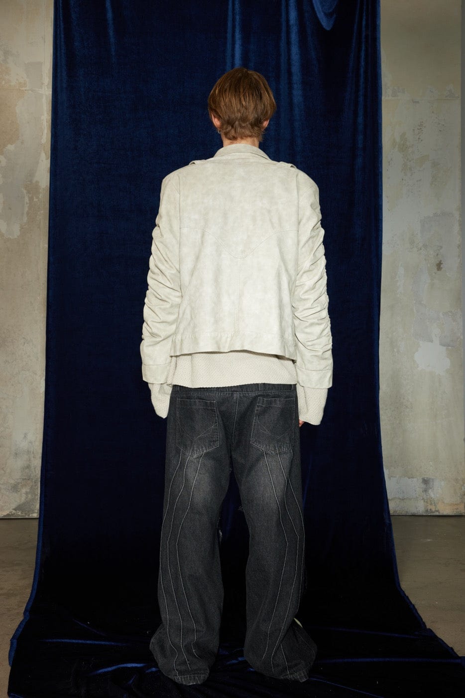 DND4DES Raw-Edge Faux Fur Spliced Jeans, premium urban and streetwear designers apparel on PROJECTISR.com, DND4DES