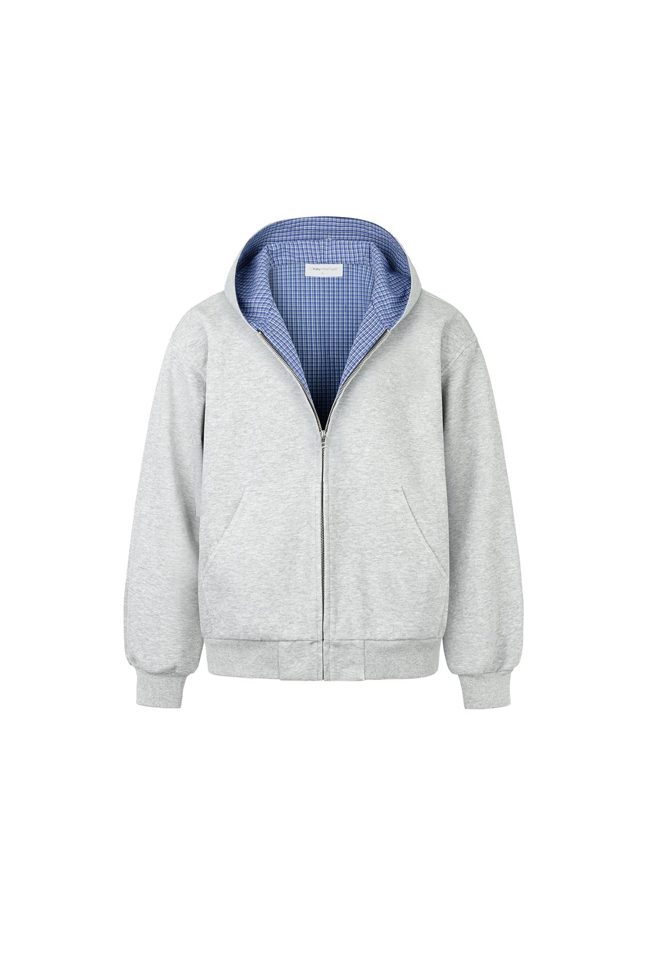 OKAYTHXBYE Houndstooth-Lined Zip-Up Hooded Jacket, premium urban and streetwear designers apparel on PROJECTISR.com, OKAYTHXBYE