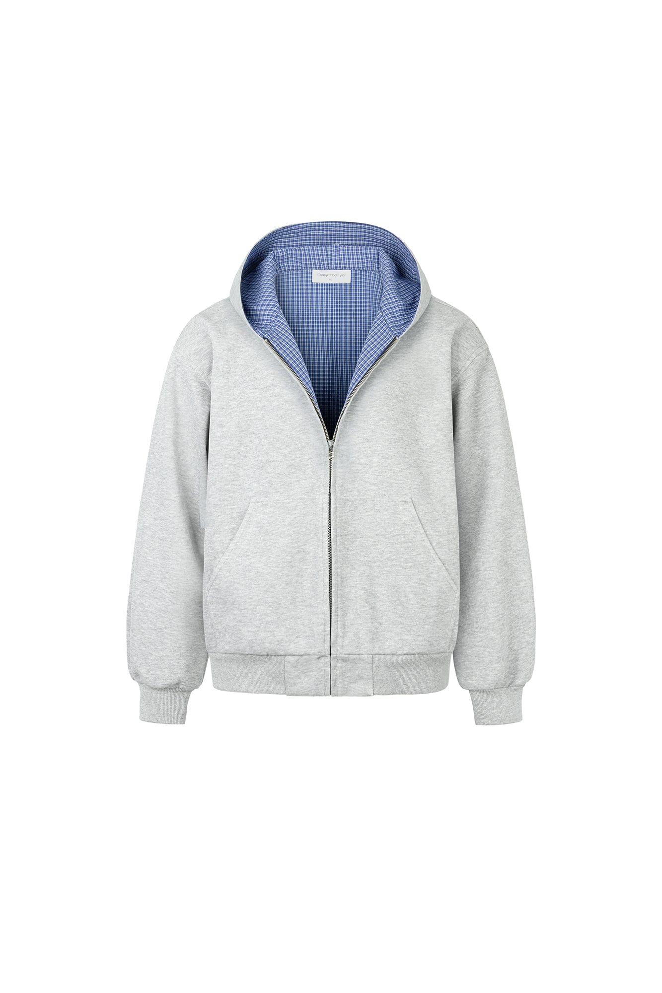 OKAYTHXBYE Houndstooth-Lined Zip-Up Hooded Jacket, premium urban and streetwear designers apparel on PROJECTISR.com, OKAYTHXBYE