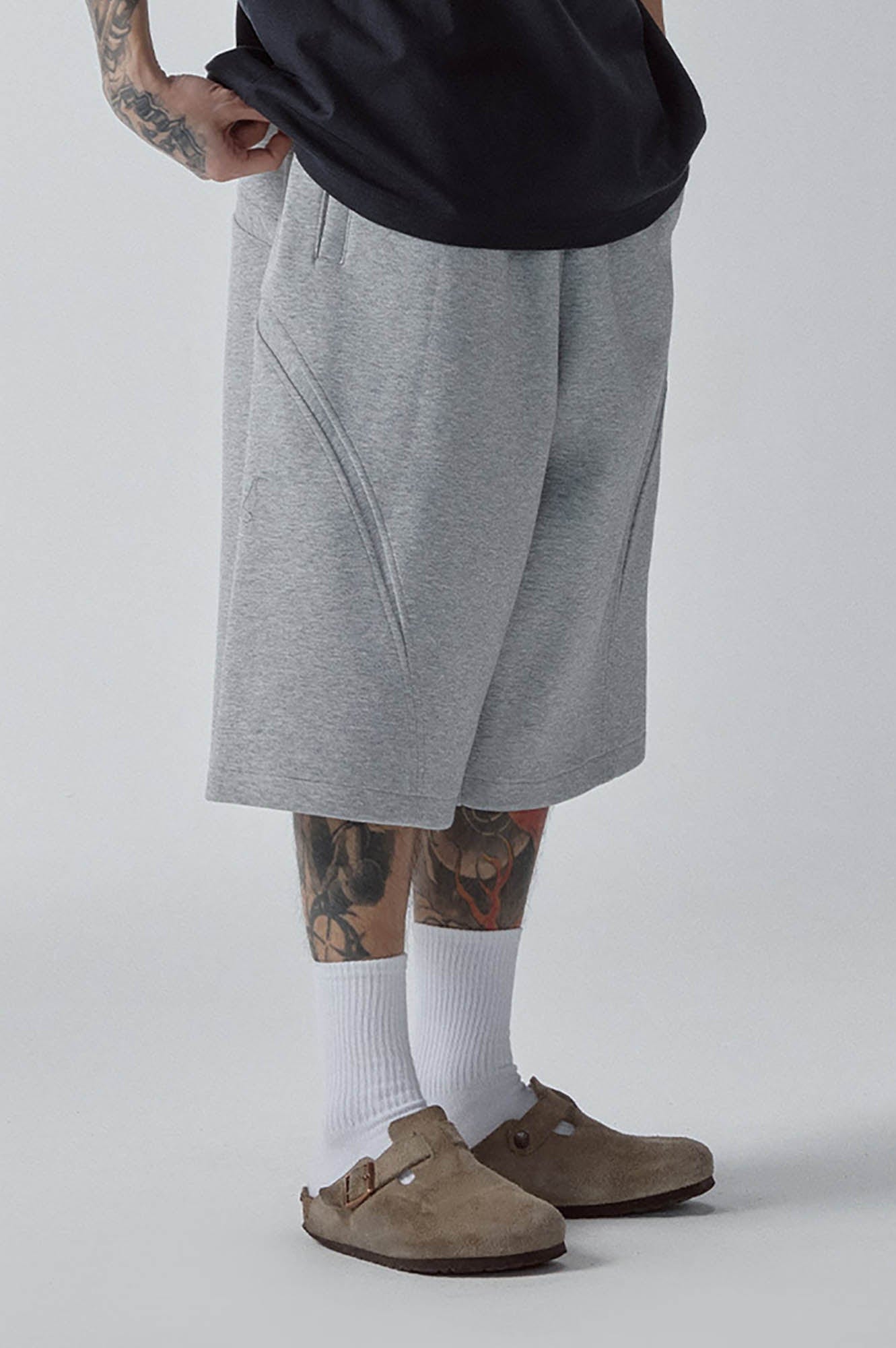 F2CE Curved Spliced Drawstring Shorts, premium urban and streetwear designers apparel on PROJECTISR.com, F2CE