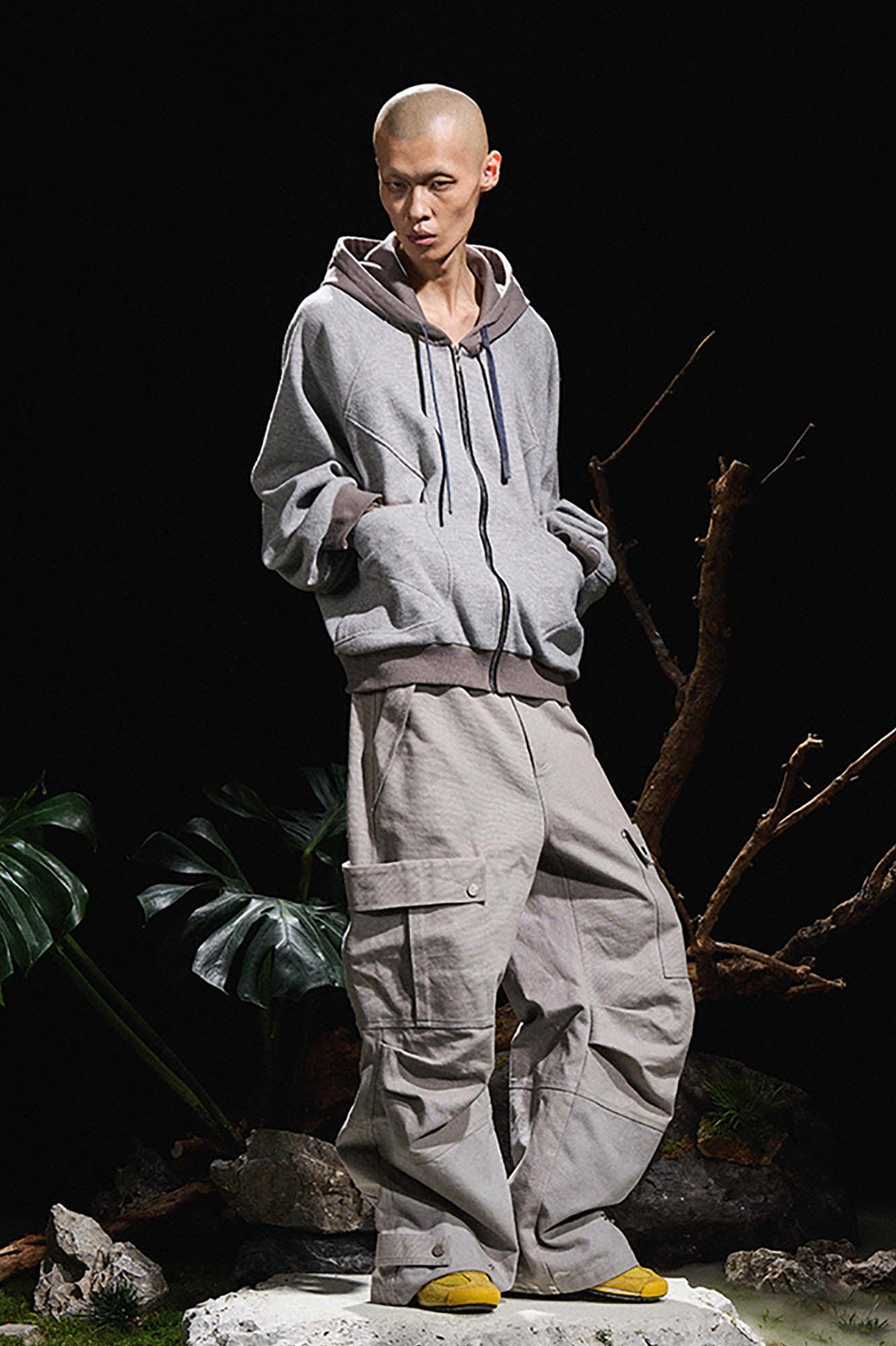 RELABEL Spliced Batwing Oversized Zip-Up Hoodie, premium urban and streetwear designers apparel on PROJECTISR.com, RELABEL