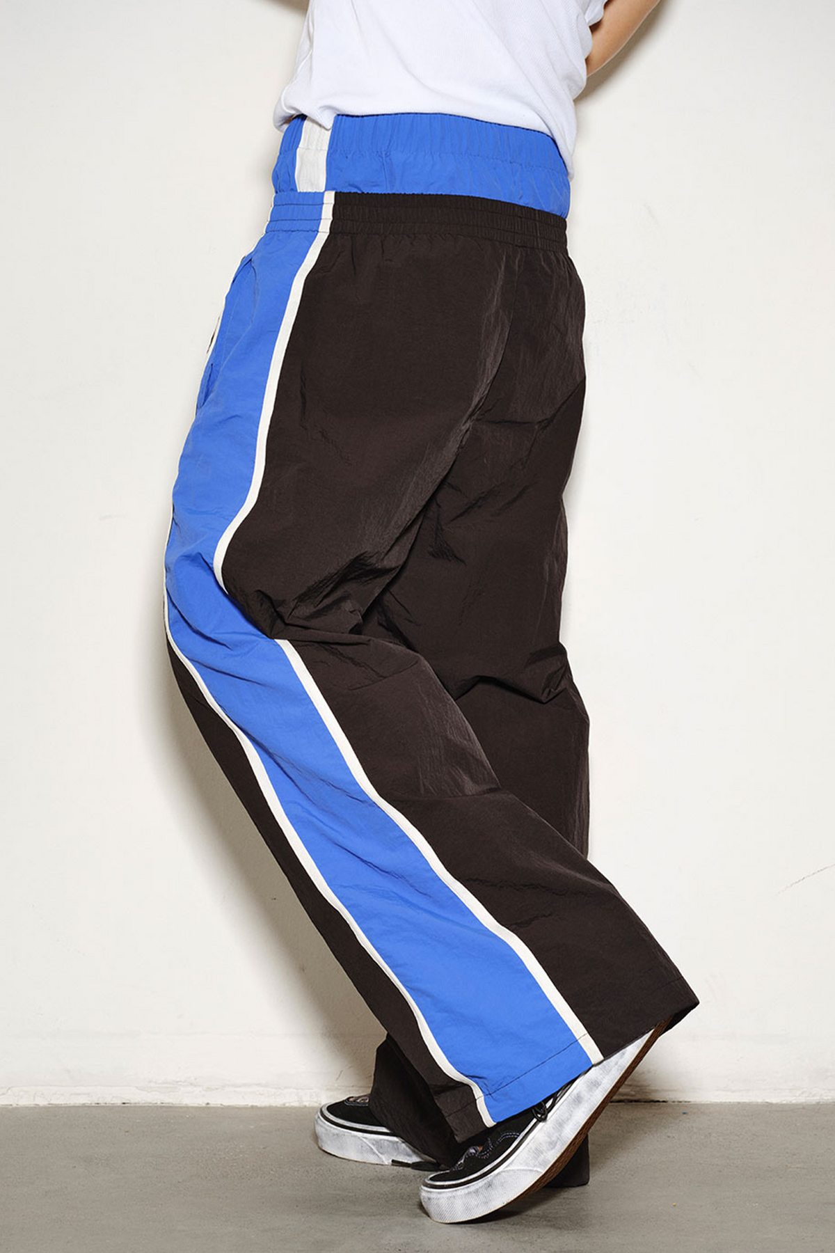 NOVACAM Retro Contrast Double-Waist Nylon Cargo Pants