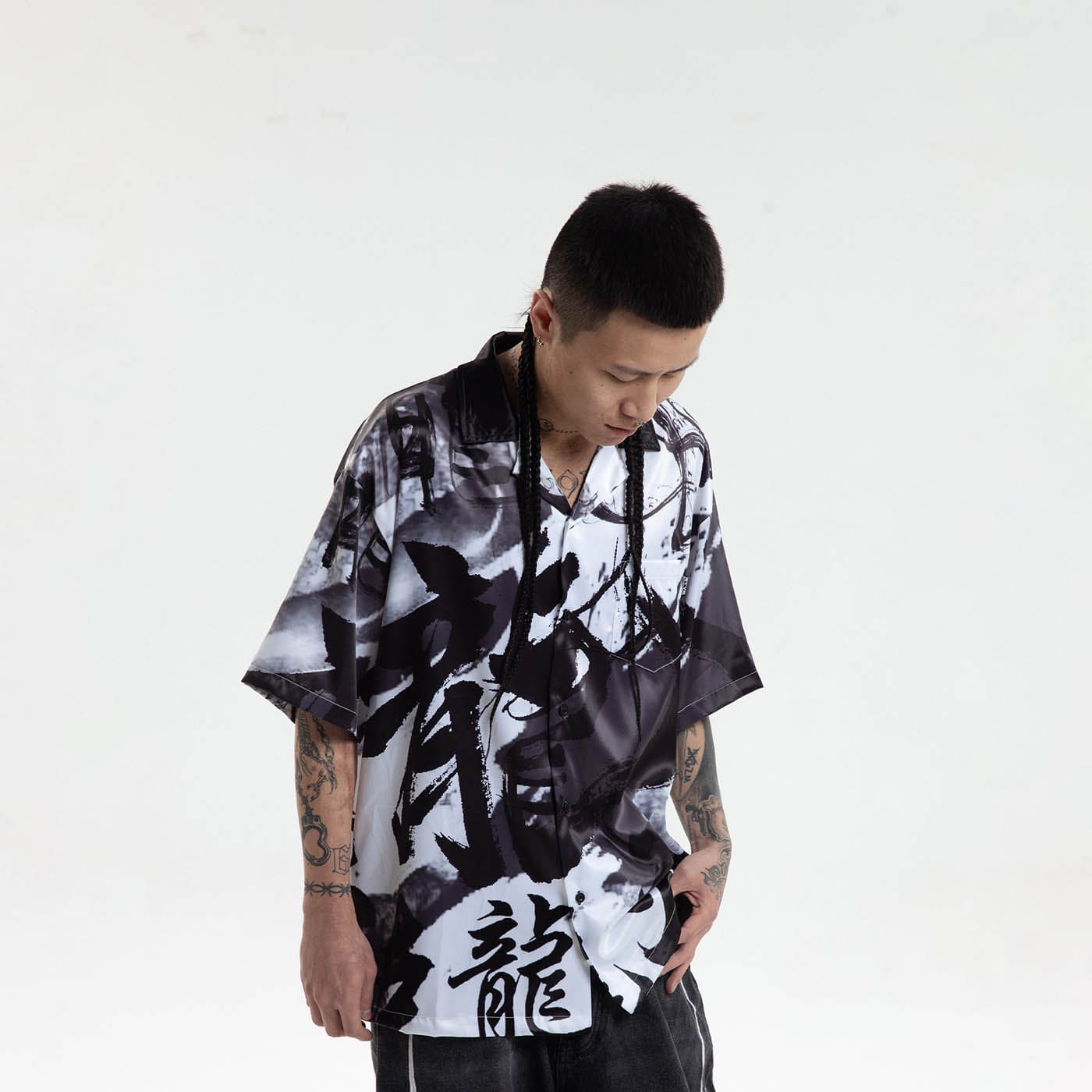 RTVG Dragon Calligraphy Cuban Half Shirt, premium urban and streetwear designers apparel on PROJECTISR.com, RTVG