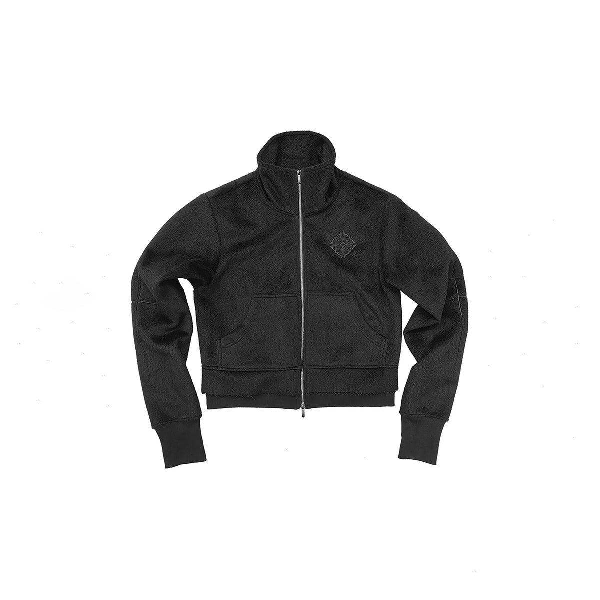 WANNA LAB Embroidered Zip-Up Wool Biker Jacket