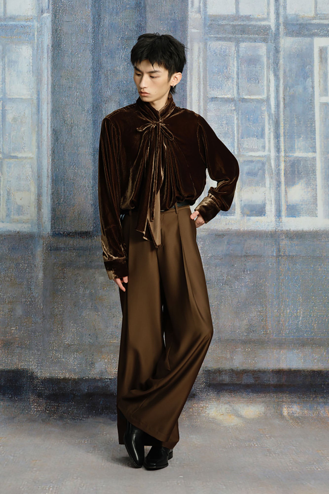TUIMU Velvet Bow-Tie Blouse, premium urban and streetwear designers apparel on PROJECTISR.com, TUIMU