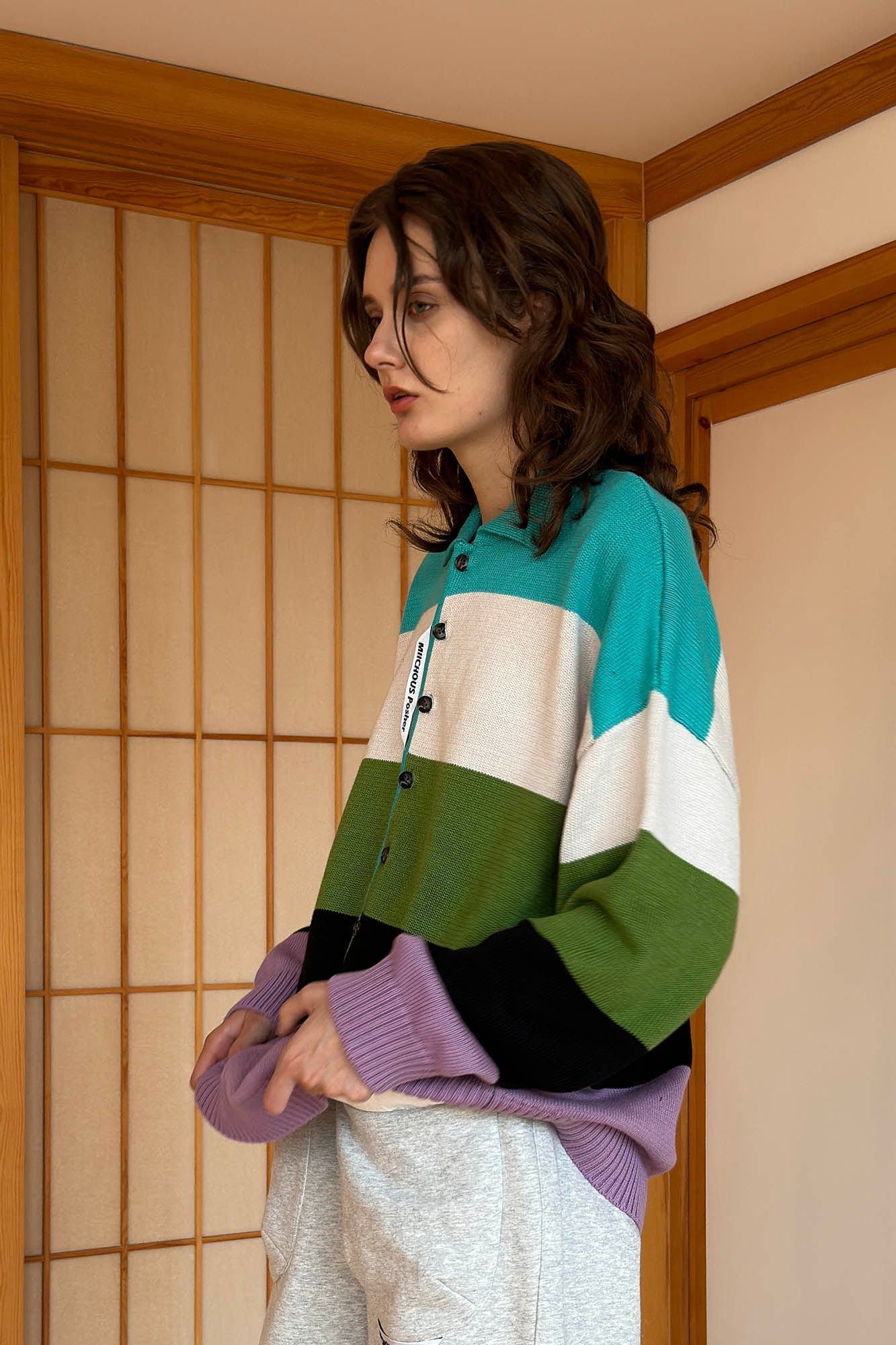 MIICHOUS Nature Magazine Wide-Stripe Polo Sweater, premium urban and streetwear designers apparel on PROJECTISR.com, Miichous