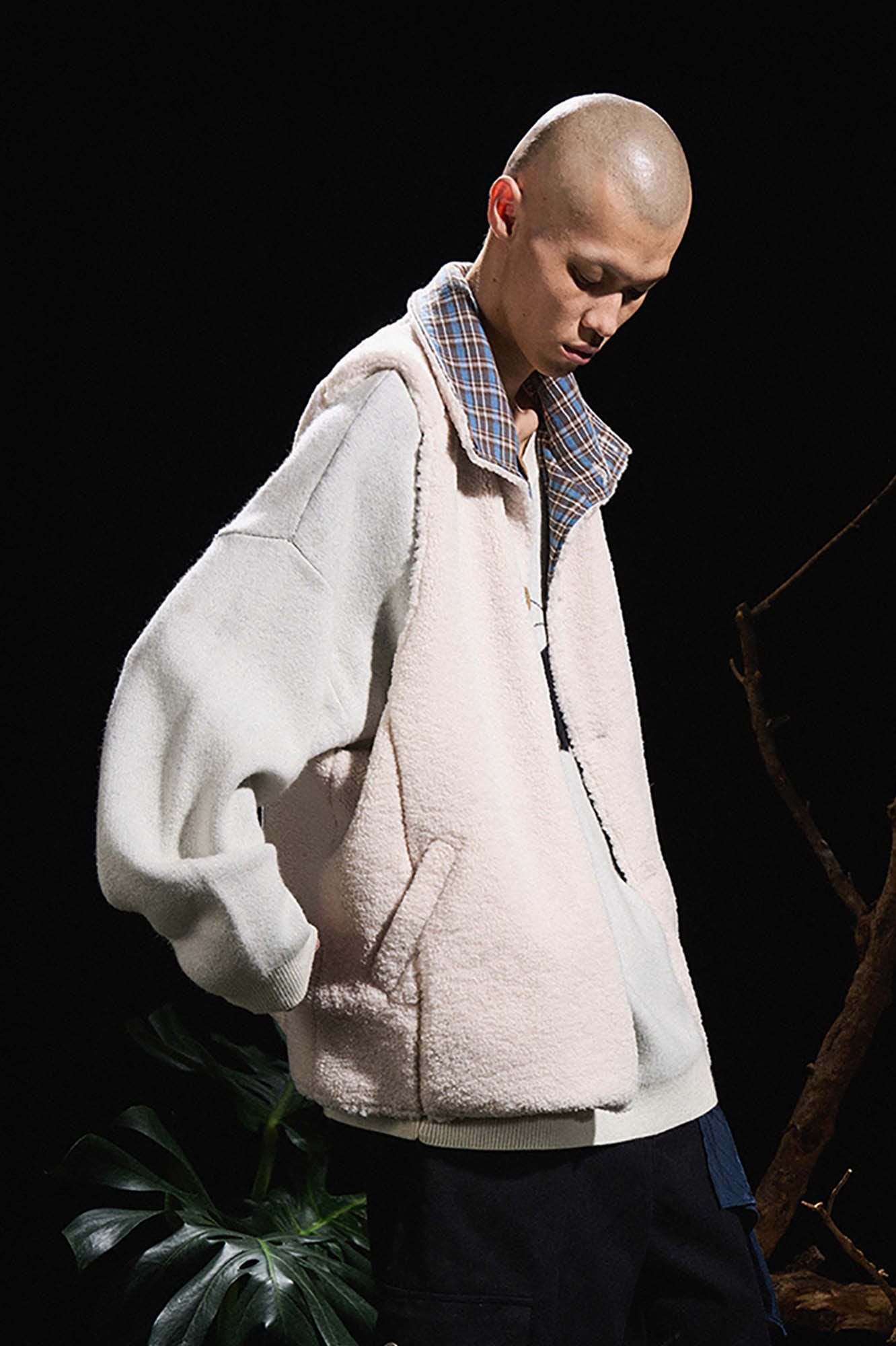 RELABEL Pupa Reversible Plaid Fleece Vest, premium urban and streetwear designers apparel on PROJECTISR.com, RELABEL