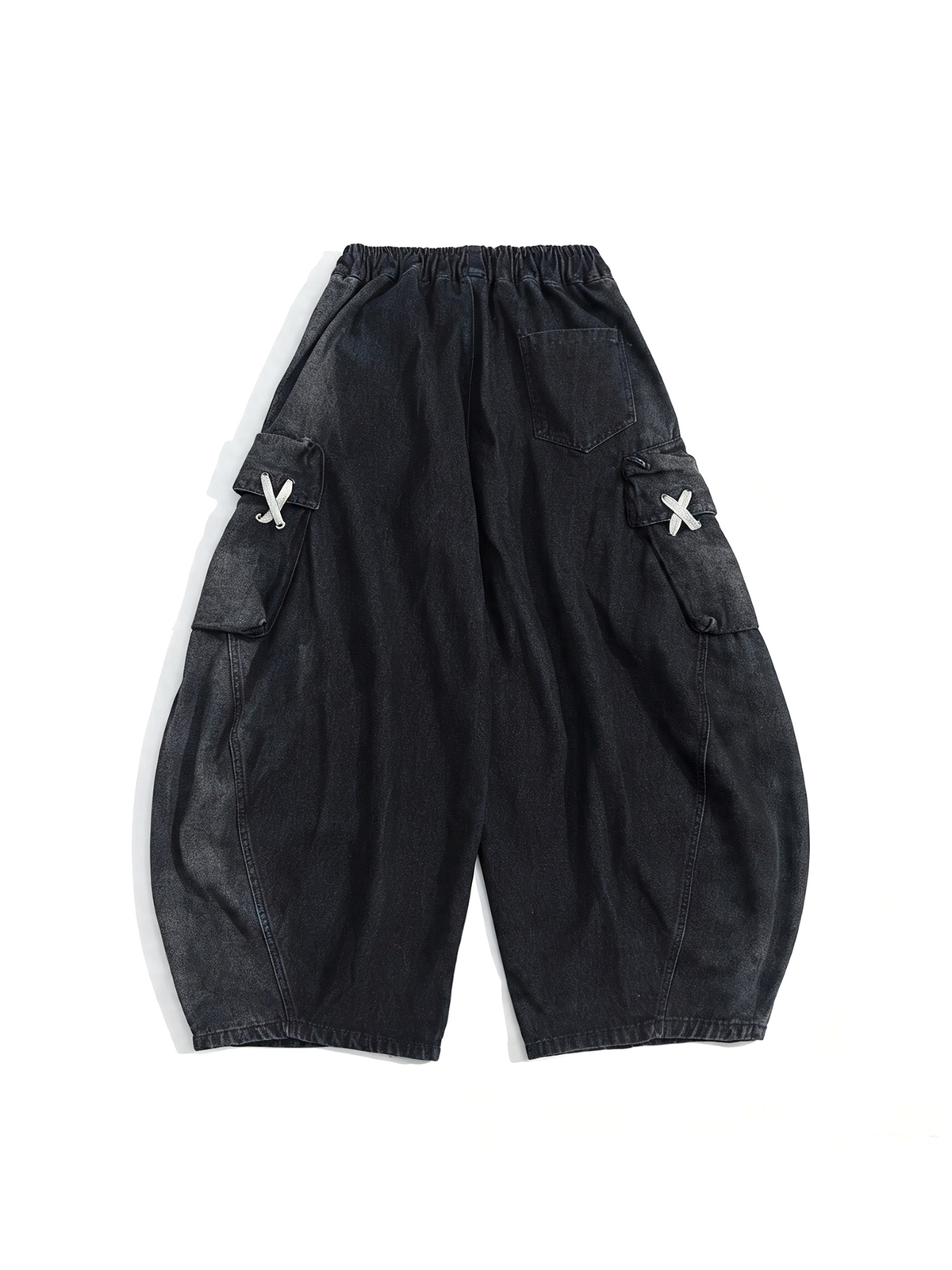 UUCSCC Multi-Pocket Curved Wide-Leg Denim Cargo Pants