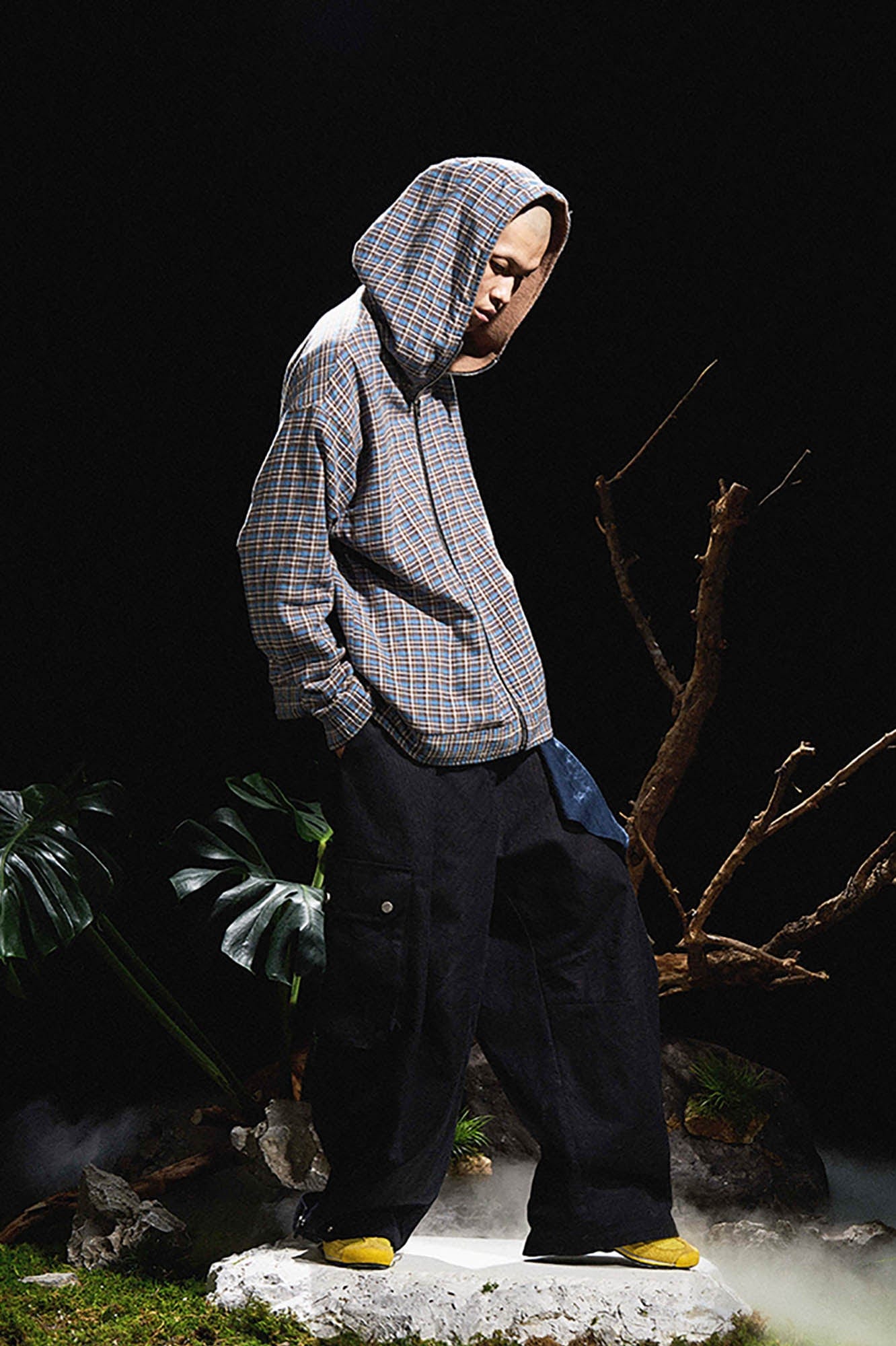 RELABEL Pupa Reversible Plaid Hooded Jacket, premium urban and streetwear designers apparel on PROJECTISR.com, RELABEL