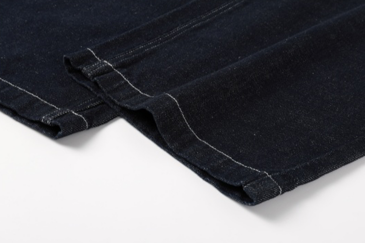 NOVACAM Retro Embroidered Logo Curved Raw Selvedge Jeans