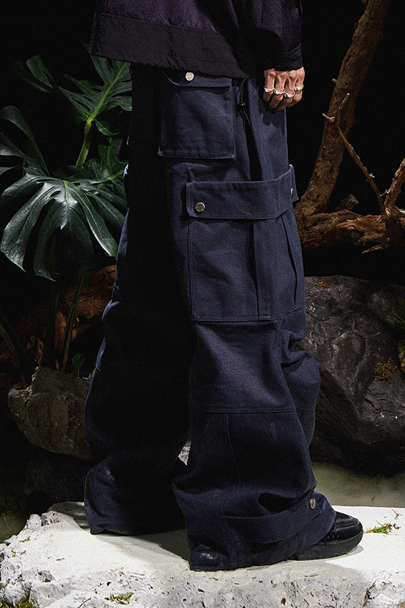 RELABEL Multi-Pocket Oversized Workwear Cargo Pants Dark Gray, premium urban and streetwear designers apparel on PROJECTISR.com, RELABEL