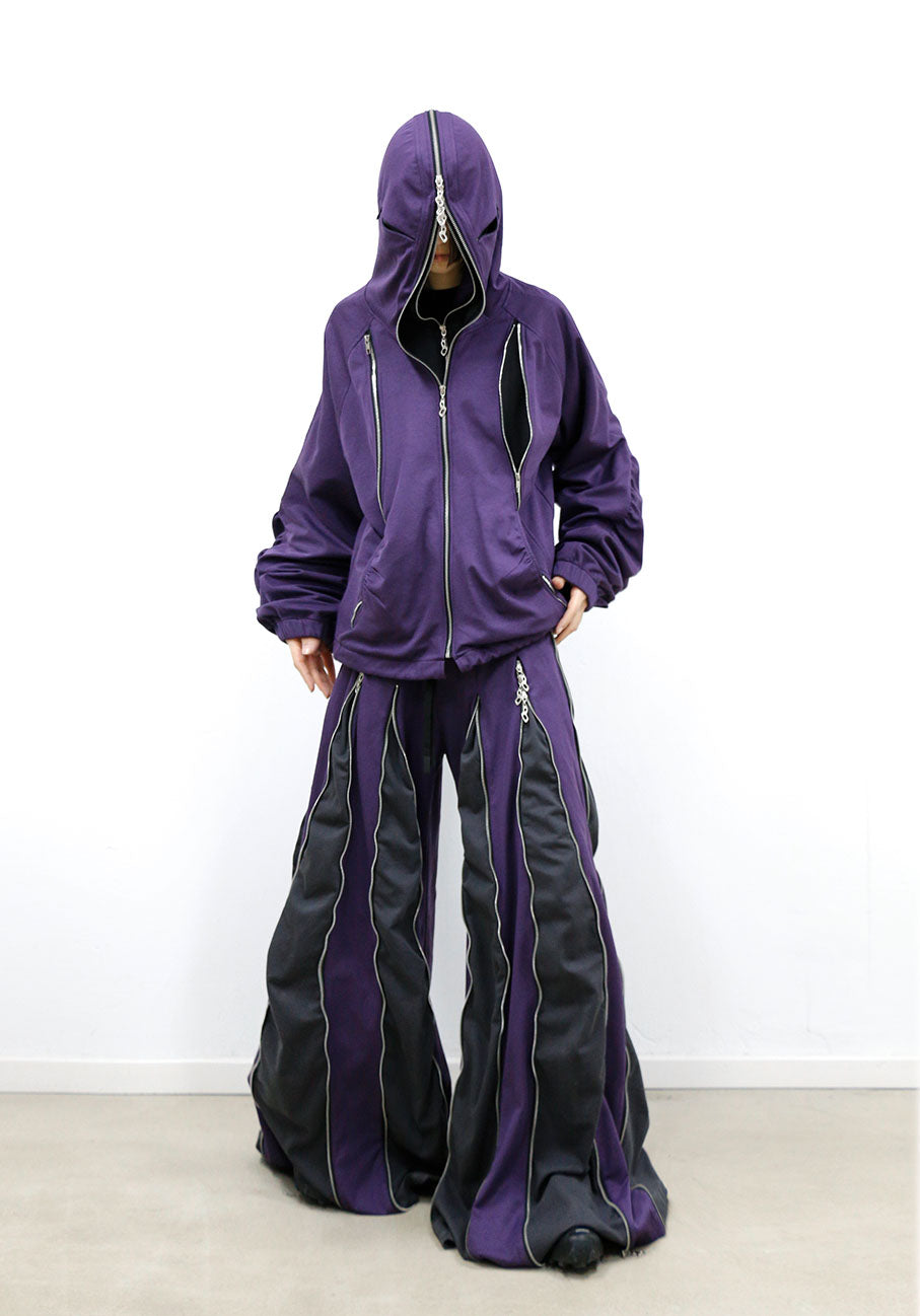 RELABEL Layered Multi-Zip Drawstring Sweatpants Purple
