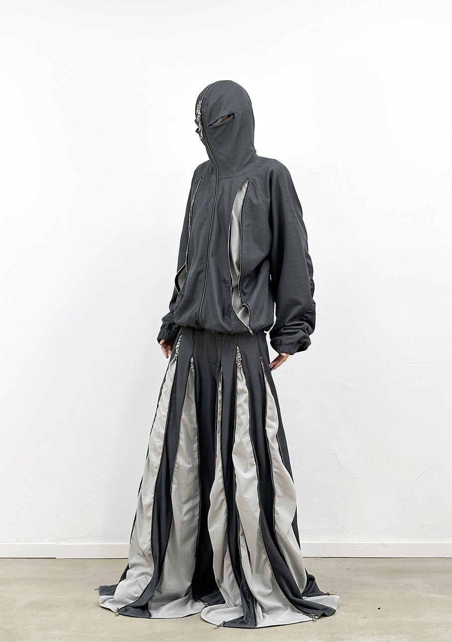 RELABEL Layered Multi-Zip Mask Hood Jacket Gray