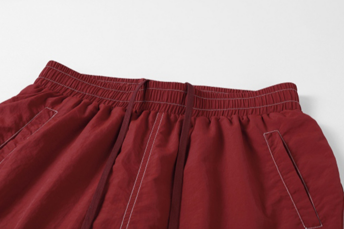 NOVACAM Retro Embroidered Nylon Windbreaker Pants