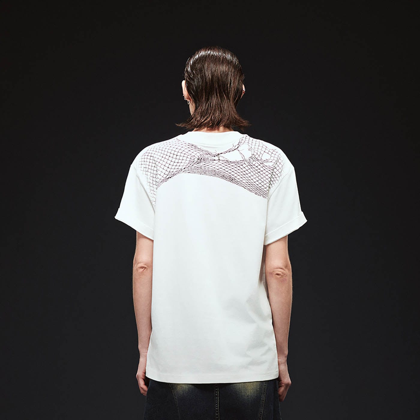 ARTIFICIAL WORLD Broken Mesh Graphic T-Shirt, premium urban and streetwear designers apparel on PROJECTISR.com, ARTIFICIAL WORLD