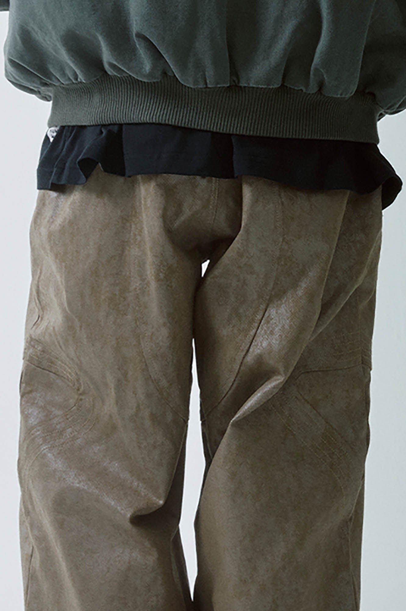 F2CE Distressed Paneled Waxed Pants, premium urban and streetwear designers apparel on PROJECTISR.com, F2CE