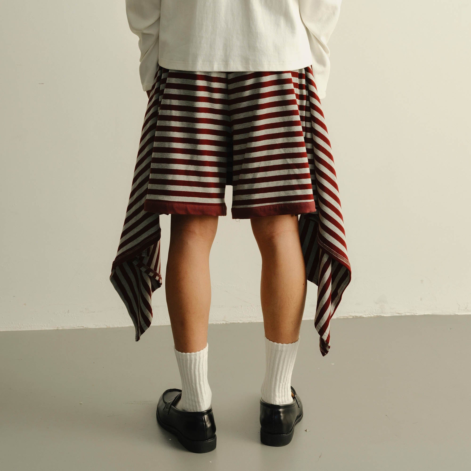 KADAKADA Sweater-Reworked Striped Knit Shorts